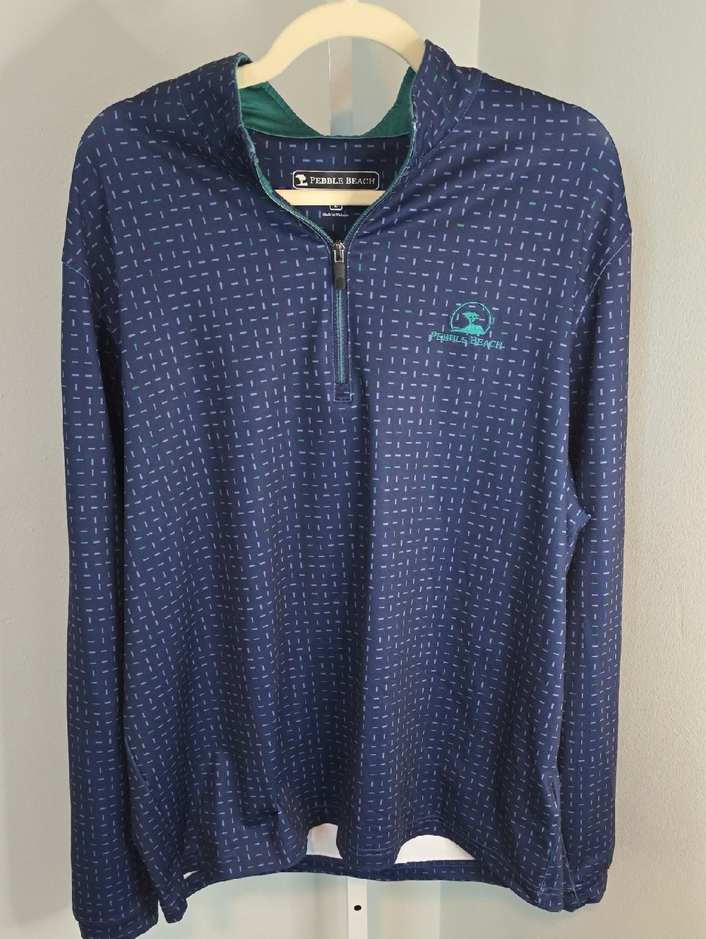 Pebble Beach Dry-Luxe Performance 1/4 Zip Pullover / Blue / Large